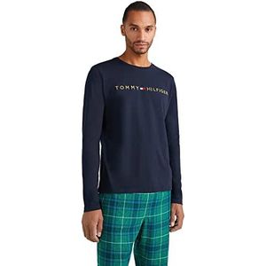 Tommy Hilfiger 'Gold Logo' Lounge T-shirt met lange mouwen, Blauw (Woestijnhemel), S