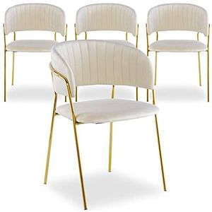 Menzzo Tabata stoel, velours, beige, L 53,5 x D 52,2 x H 79 cm