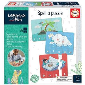 Educa 18839 Learning is Fun, letter-puzzelkaarten, leren letteren, educatief spel voor kinderen vanaf 5 jaar