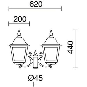 Una ROB – zuilkop wit 2 lampen glas mat 23/100 W
