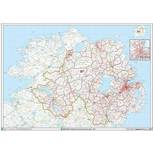 Belfast - BT- Postcode Wandkaart - Papier