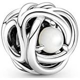 Pandora Juni geboortesteen witte parelmoer eeuwigheidscirkel charme van sterling zilver met een steen van parelmoer, 790064C03, Eén maat, Sterling zilver, Geen edelsteen