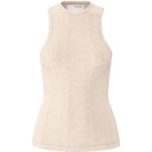 SELECTED FEMME Geribbelde tanktop voor dames, havermout, XS