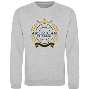 AMERICAN COLLEGE USA Sweatshirt met print, warme kleding, uniseks, kinderen, jongens en meisjes, casual, model ACSCRW5 MELL Grey 10 jaar, Grijs, 10 ans