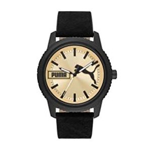 Puma Ultrafresh Horloge voor heren, Quartz uurwerk met Polyurethaan, Siliconen, Lederen of Roestvrij stalen band, Zwart en grijstint, 48MM
