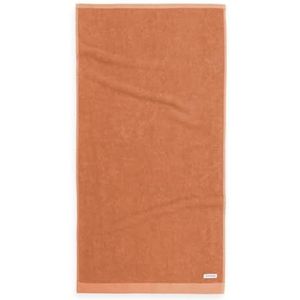 TOM TAILOR handdoek, set van 2, 50 x 100 cm, 100% katoen/badstof, met hanger en label met logo, kleur Bath Towel oranje (Dark Coral)