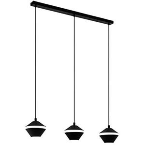 EGLO Perpigo Hanglamp met 3 lichtpunten, moderne hanglamp van staal, voor eettafel en woonkamer, GU10-fitting, lengte 92,5 cm, zwart