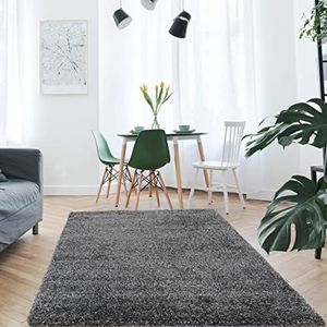 Mynes Home Shaggy tapijt loper hoogpolig zwart/zacht modern pastel effen design/softtouch / 80x150 cm