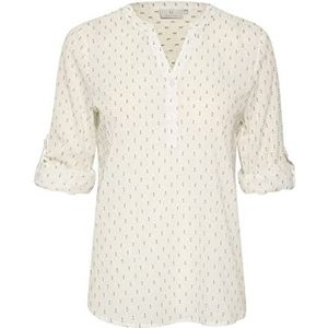 KAFFE Damesblouse, lange mouwen, V-hals, met knopen, relaxed fit back Yoke dames, Chalk/Mosstone Dot, 36