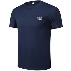 Sykooria T-shirt heren korte mouwen sportshirt heren slim fit trainingsshirt loopshirt korte mouwen sneldrogend ademend blauw M, blauw, M/L