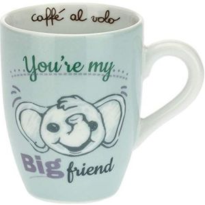 THUN ® - Mok voor thee, koffie, kruidenthee met olifanten - You're My Big Friend - porselein - 300 ml - Ø 8,5 cm