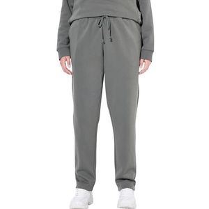 Ulla Popken Grote maten grote maten plus size sweatbroek, knuffelzachte binnenkant, elastische tailleband, grijsgroen, 36W x 32L