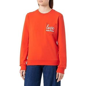 Love Moschino Sweatshirt voor dames, lange mouwen, slim fit, ronde hals, rood, 40