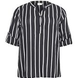 KAFFE - CURVE - Blouse - Zwart / Wit - Wijde Blouse met Knoopsluiting