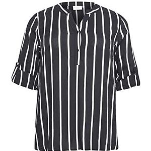 KAFFE - CURVE - Blouse - Zwart / Wit - Wijde Blouse met Knoopsluiting