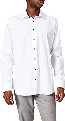 Seidensticker Businesshemd voor heren, extra slim fit, strijkvrij, Kent-kraag, lange mouwen, patchwork, 100% katoen, wit, 38