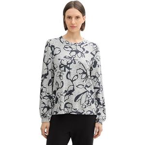 TOM TAILOR T-shirt met lange mouwen voor dames, 36622 - Cosy Grey Floral Design, M