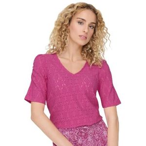 Only Onlrosa S/S V-hals Puff Top Jrs T-shirt dames, Kleur: roze., L
