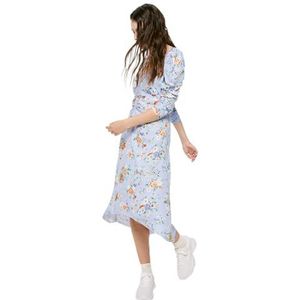 Springfield Asymmetrische jurk voor dames met midi-print, Medium_Blauw, 42