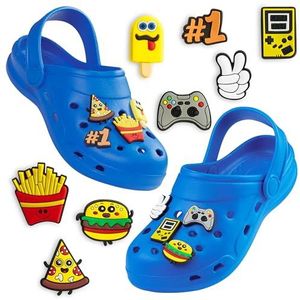 CityComfort - Tuinklomp - Blauw - Kinderschoen met Clip-on Bedels