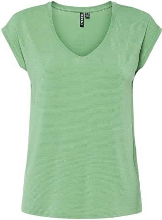 Shirt - PCBillo - Gestreept - Jersey - V-hals - Kwartmouw - Losse Pasvorm