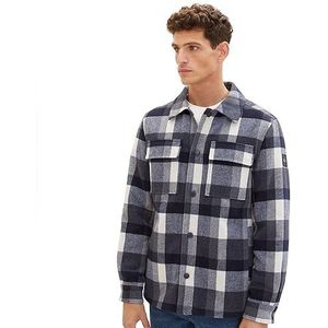 TOM TAILOR Karo-overshirt voor heren met gewatteerde binnenvoering, 32570-blauw Navy Big Check, M
