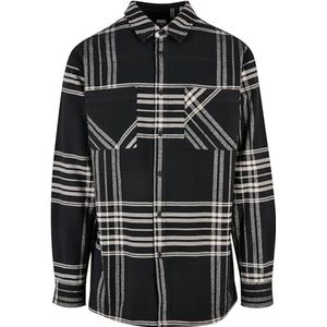 Urban Classics Heren Long Oversized Checked Summit Shirt, Zwart, L, zwart, L