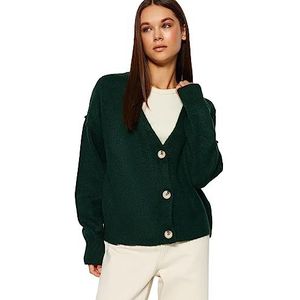 Trendyol FeMan Regular fit Basic V-hals gebreid vest, smaragd, M, Emerald, M