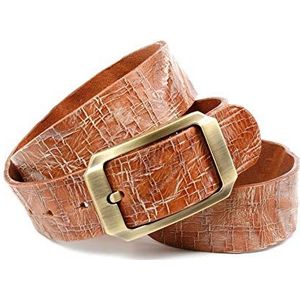 Anthoni Crown Uniseks riem van volledig leer, camel, 110 cm