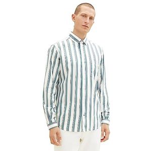 TOM TAILOR Regular fit overhemd met strepen voor heren, 32288-off White Sea Green Big Stripe, M
