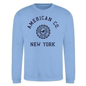 AMERICAN COLLEGE USA Sweatshirt Sweatshirt Print Warme Kleding Unisex Mannen en Vrouwen Casual Model ACSCRW4 Sky Blue M, Turkoois, M