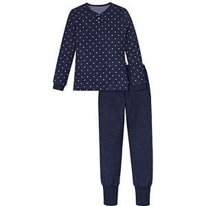 Schiesser Meisjespak lange tweedelige pyjama, blauw (nachtblauw 804), 140 cm