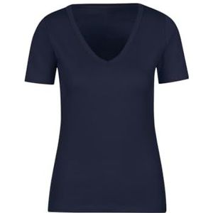 Trigema Dames V-shirt van katoen/elastaan, Donkerblauw, L
