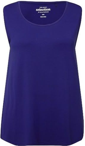 Ulla Popken - Blouseshirt - Blauw - Mouwloos - Normale Pasvorm
