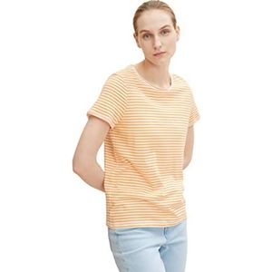TOM TAILOR Dames T-shirt met print 1031764, 29867 - Offwhite Orange Stripe, XS