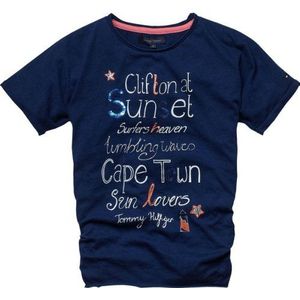 Tommy Hilfiger - T-shirt – 1/2 mouwen – meisjes, blauw (480 Estate Blue), 16 Jaren