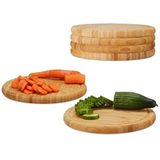 Relaxdays ontbijtplanken set 25 cm - bamboe - natuurlijke keukenplank - serveerplank rond - Pak van 6