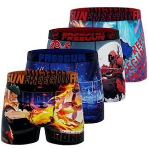 FREEGUN Nauwsluitende boxershorts (4 stuks) voor heren, Rood/Paars/Zwart - A80, XXL