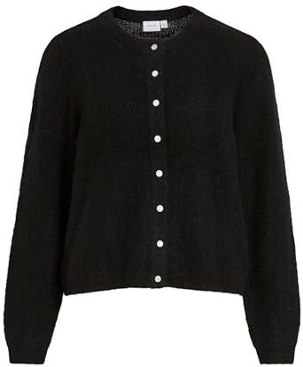 Vilory O-Neck L/S Gebreide Cardigan-Noos, zwart beauty, L
