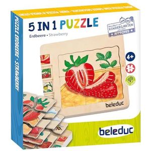 Beleduc - 17040 - houten overlay puzzel - aardbei - 30 stukjes