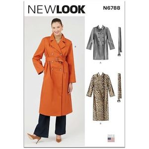 NEW LOOK Naaipatroon UN6788A Misses' trenchcoat in twee lengtes en riem A (XS-S-M-L-XL-XXL)