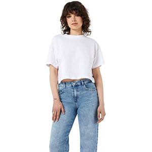 Noisy may Dames Nmalena S/S O-hals Semicrop Top Fwd Noos T-shirt, Bright White, L EU, wit (bright white), L