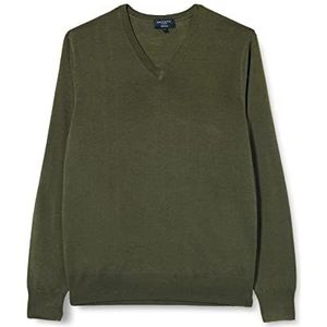 Hackett London Heren GMD Merino Silk V NCK Pullover Sweater, Olijf, S