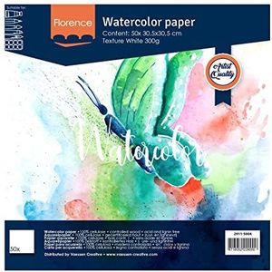 Vaessen Creative Florence Aquarelpapier, gestructureerd, 300 g/m², wit (Intense White), 30,5 x 30,5 cm