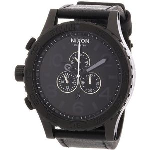 Nixon Herenhorloge chronograaf leer A124001-00, zwart, riemen