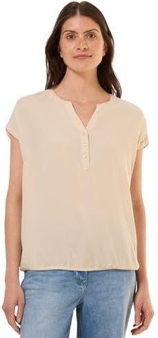 Blouse - Pearl Beige - Met Gesplitste Halslijn en Knoopsluiting