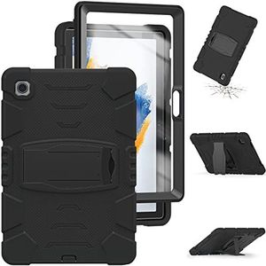 Beschermhoesje voor Samsung Tab A8 10.5 X200/X205, drielaagse bescherming rondom voor Samsung tablet, stootvast en valbescherming met standfunctie (zwart)