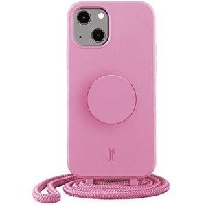 PopSockets Handyhülle JE PopGrip Hoesje voor iPhone 14-6.1'', Pastel Roze, kabelloses Laden, Längenverstellbare Kordel