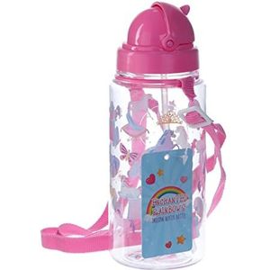 Puckator Enchanted Rainbow Eenhoorn drinkfles met rietje, roze