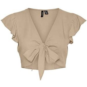 Pieces Vmmymilo Sl Crop Tie Top Wvn Ga voor dames, Irish Cream, L